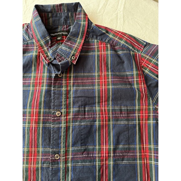 Tricots St Raphael Button Up Shirt Large Blue/Red/Green Plaid Long Sleeve - Picture 3 of 12